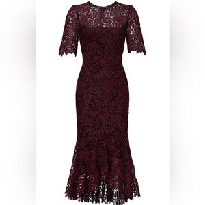 Shoshanna Burgundy Lace Long Sleeve Dress